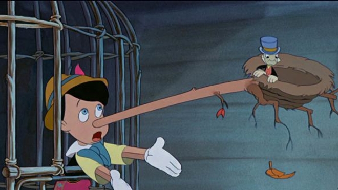 Dix mensonges de plus et les cervicales de Pinocchio lâchaient... Illustration : extrait du dessin animé ''Pinocchio'' des studios Disney (1940)