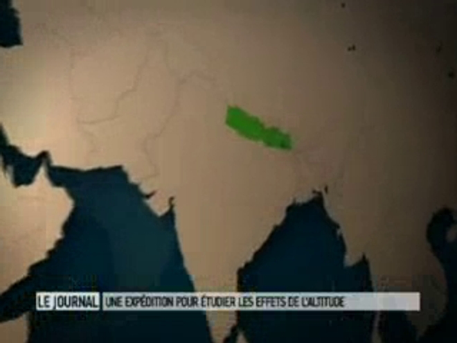 Echocardiographie réalisée au sommet du Mont Blanc lors d'une précédente expédition menée par Samuel Vergès, le coordinateur du volet français de Manaslu 2015 (© Samuel Vergès)