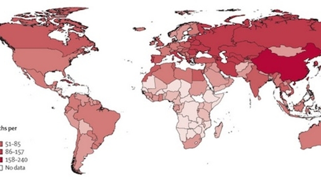 Carte du nombre de décès par malnutrition en 2050 ©TheLancet
