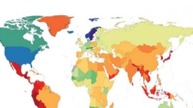 Carte de la moyenne des tailles dans le monde ©Imperial College London