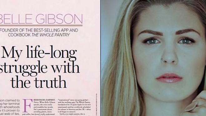 L'article de 2015 dans lequel Belle Gibson a avoué avoir menti durant des années sur son état de santé.