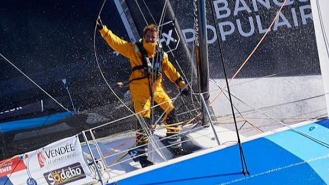 La skipper Clarisse Crémer au départ du Vendée Globe 2020.