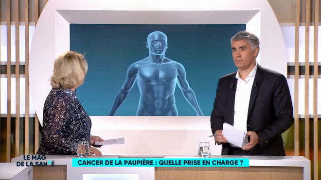 Marina Carrère d’Encausse et Régis Boxelé expliquent le fonctionnement de la paupière