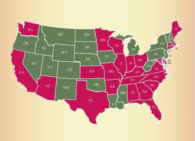 25 Etats américains (ici en rose) présentent des taux inquiétants de poux résistants 