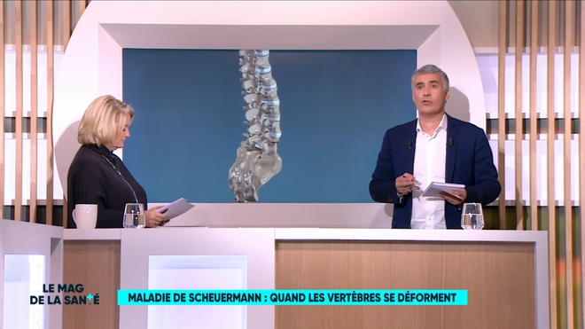 Marina Carrère d'Encausse et Régis Boxelé expliquent la maladie de Scheuermann