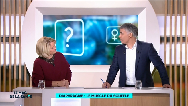 Marine Carrère d'Encausse et Régis Boxelé rappellent l'anatomie de la respiration.