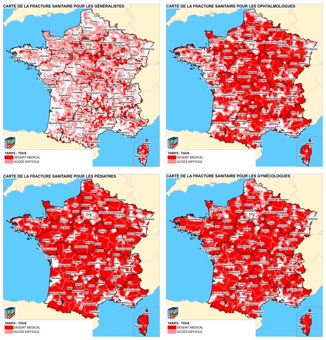 Carte de la fracture sanitaire en France