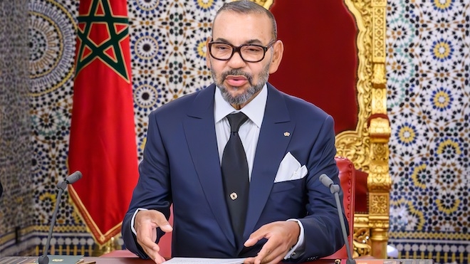 Le roi du Maroc Mohammed VI prononce son discours traditionnel marquant l'anniversaire de son accession au trône en juillet 2023