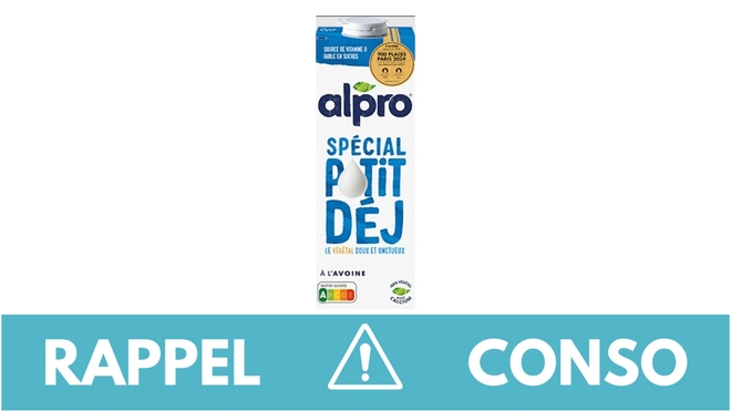 Rappel conso : boisson à l'avoine Alpro