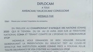 CHAN 2020: Test de coronavirus exigé à tous ceux qui viennent au Cameroun