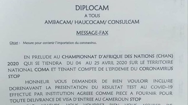 Le message du Ministère des Relations extérieures du Cameroun aux ambassades et consulats du pays