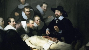 La leçon d'anatomie (détail), de Rembrandt (1632)