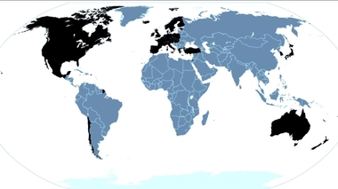 Carte des pays membres de l'OCDE.