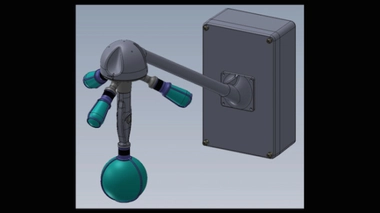 Schéma de principe du capteur méduse (version 2019), avec ses quatre microphones positionnés selon un tétraèdre régulier et ses capteurs optiques au centre.