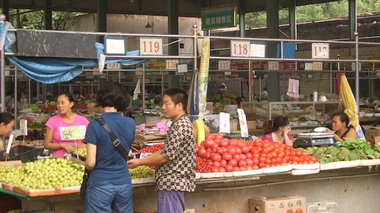 Marché de la ville de Wuhan, en Chine.