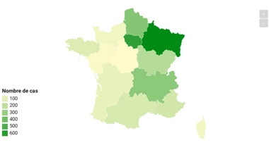 Le Grand Est est la région la plus touchée.