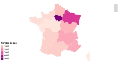 L'Ile-de-France comporte désormais près d'un tiers des cas en France métropolitaine.
