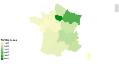 Près d'un quart des nouveaux cas se trouvent en Ile-de-France.