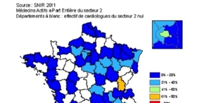 Taux de dépassement global des actes en cardiologie (cliquez pour agrandir la carte)