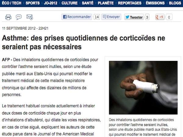 Asthme et corticoïdes, la dépêche dit le contraire de l'étude