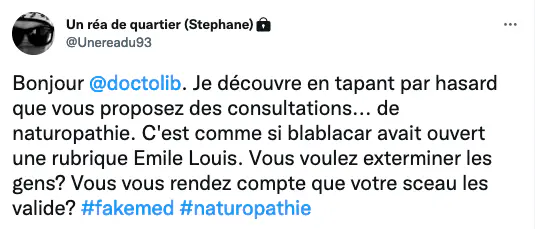 Capture d'écran du commentaire de @Unereadu93