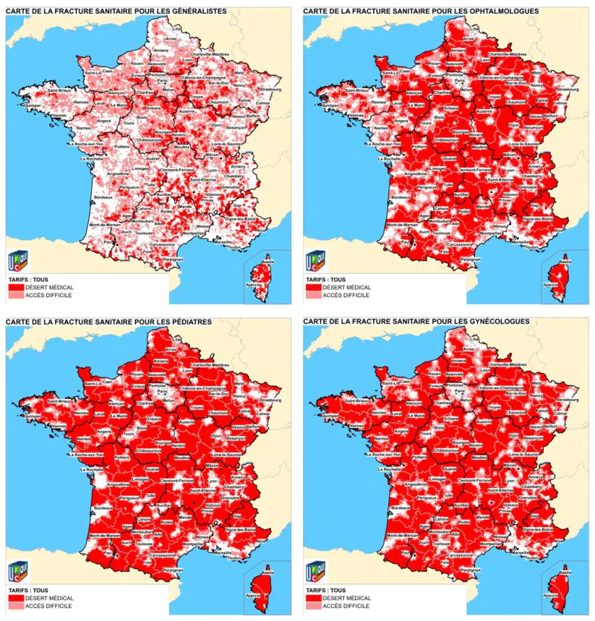 Carte de la fracture sanitaire en France