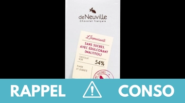 Rappel produit : Chocolat L'insouciante tablette sans sucres
