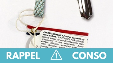 Rappel produit : Attache sucette Barnabé aime le café