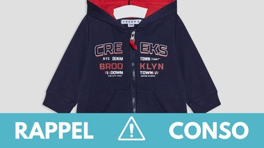 Rappel produit : plusieurs lots de sweats pour enfants