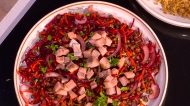 Salade de lentilles au hareng fumé