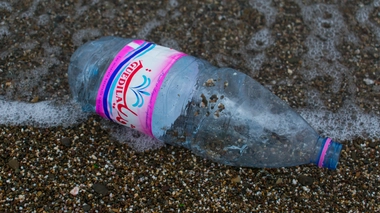 Une bouteille de plastique rejetée par l'une des plages de Béjaïa