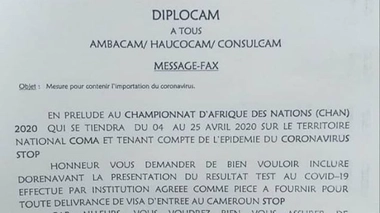 Le message du Ministère des Relations extérieures du Cameroun aux ambassades et consulats du pays